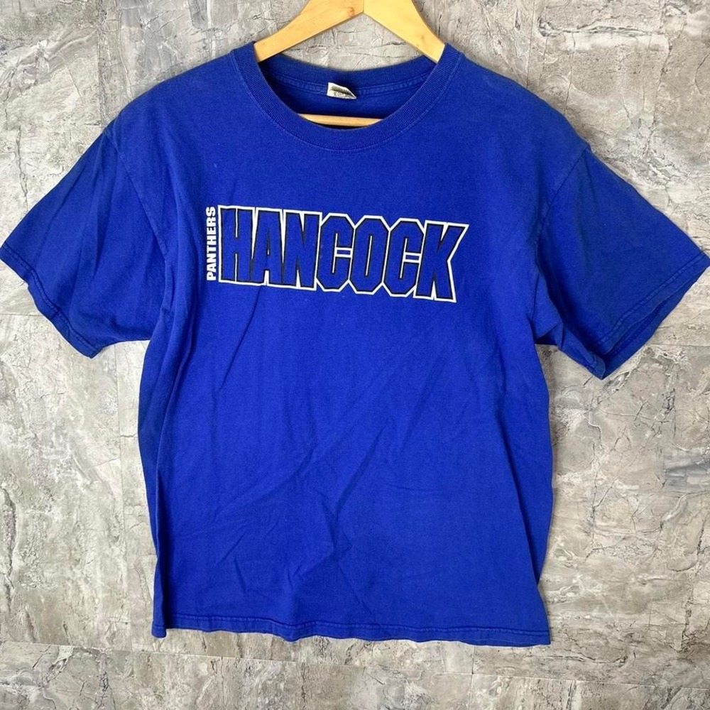Blue and white Hancock Panthers vintage jerzees cotton‎ t-shirt  Size Large Men